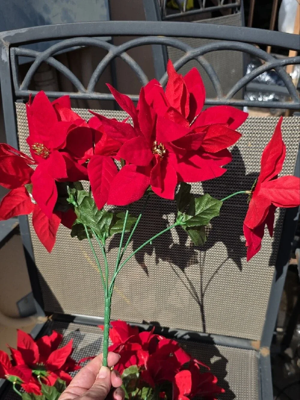 Holiday Poinsettia Stems And Small potted Plant - Christmas Décor